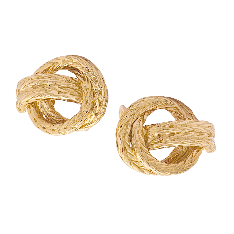 Boucles d'oreilles Hermès "Noeud marin" en or jaune. 1970