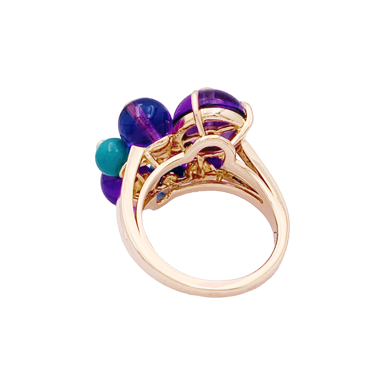 Bague Cartier, "Délices de Goa", or rose, diamant, turquoises, améthystes.