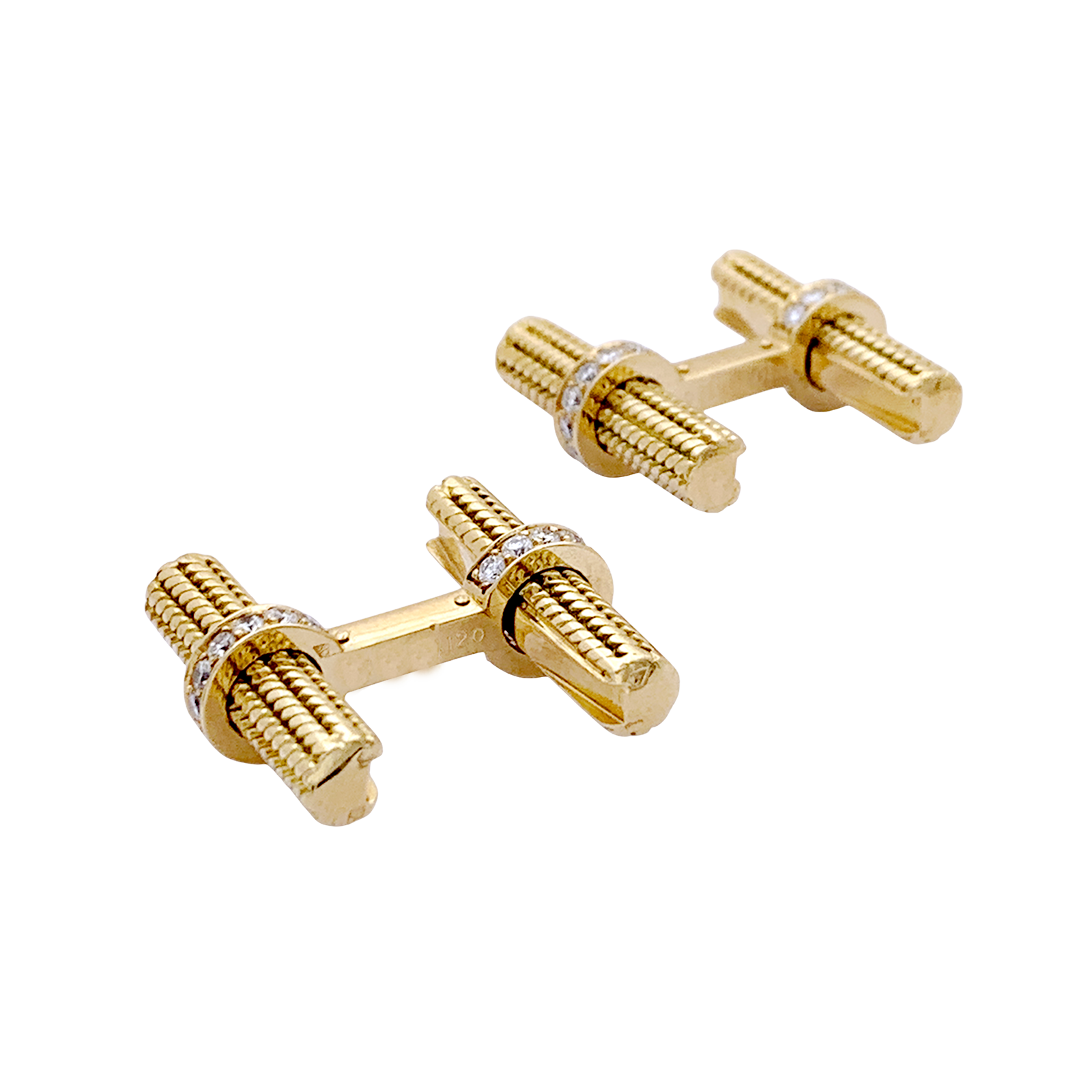 Boutons de manchette VAN CLEEF ET ARPELS, or jaune et diamants.