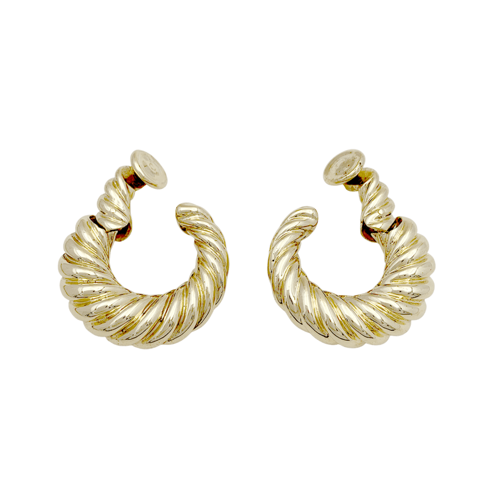 Boucles d'oreilles créoles Van Cleef & Arpels, or jaune godronné.