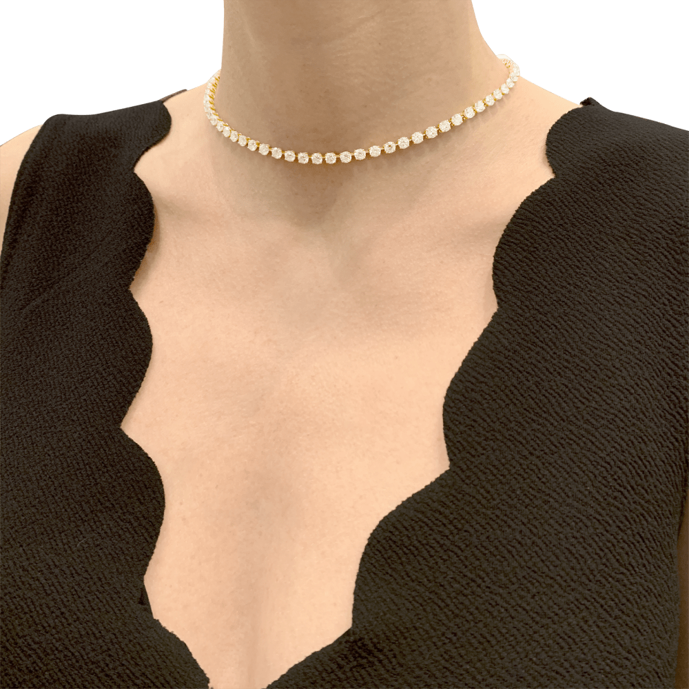 Collier rivière Cartier, or jaune et diamants. - Maison Eloe