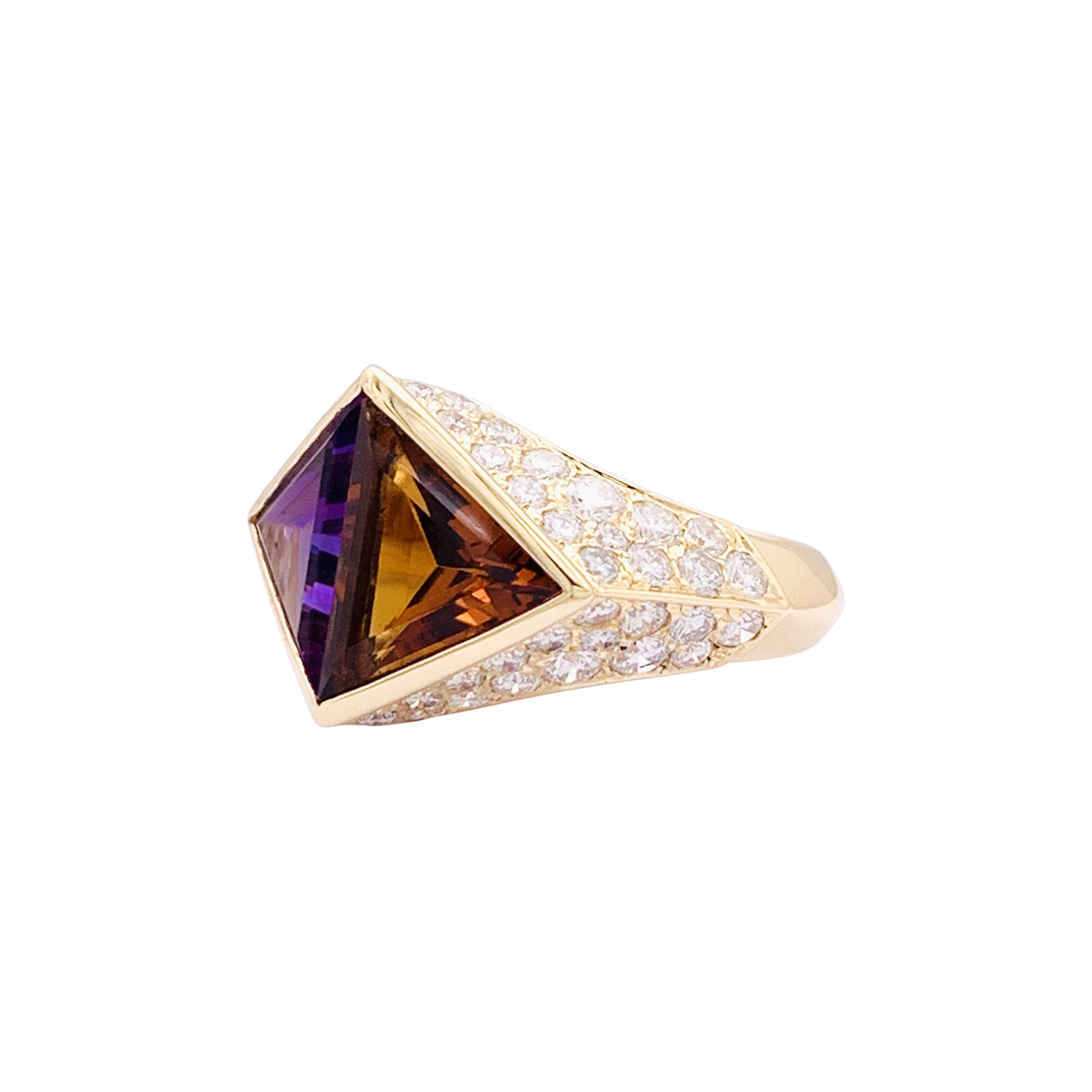 Bague O.J. Perrin, or jaune, citrine, améthyste et diamants.