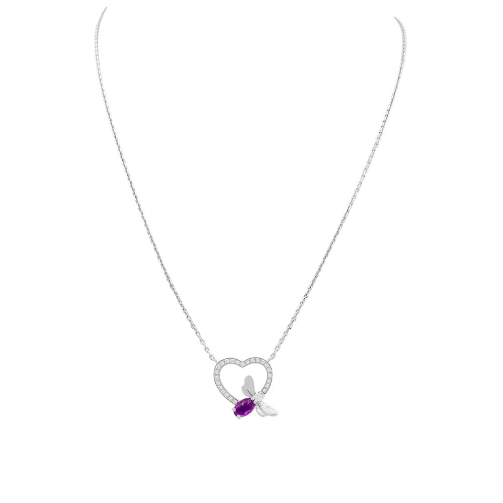 Collier Chaumet, « Attrape-moi si tu m’aimes », or blanc, améthyste, diamants.