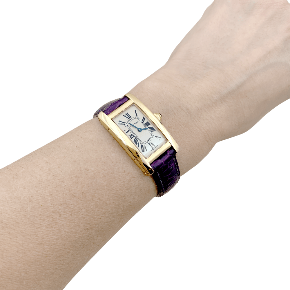 Montre Cartier, "Tank Américaine", or jaune. - Maison Eloe