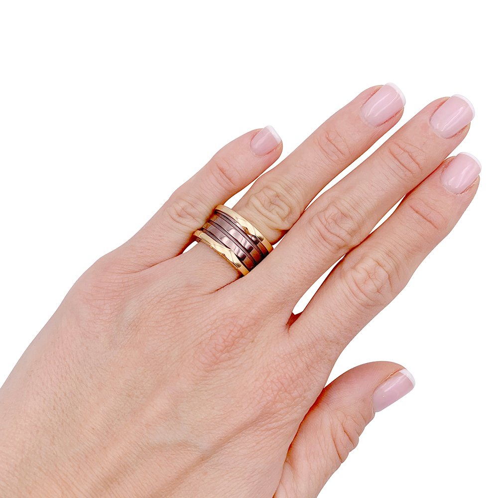 Bague Bulgari, "B.Zero1", or rose, cermet.