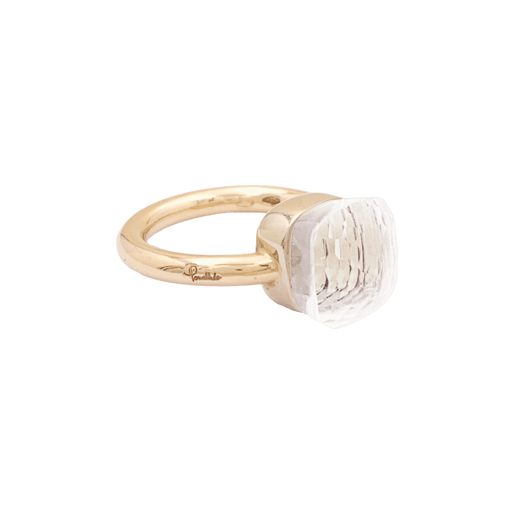 Bague Pomellato, collection "Nudo Classic", or rose et topaze blanche.