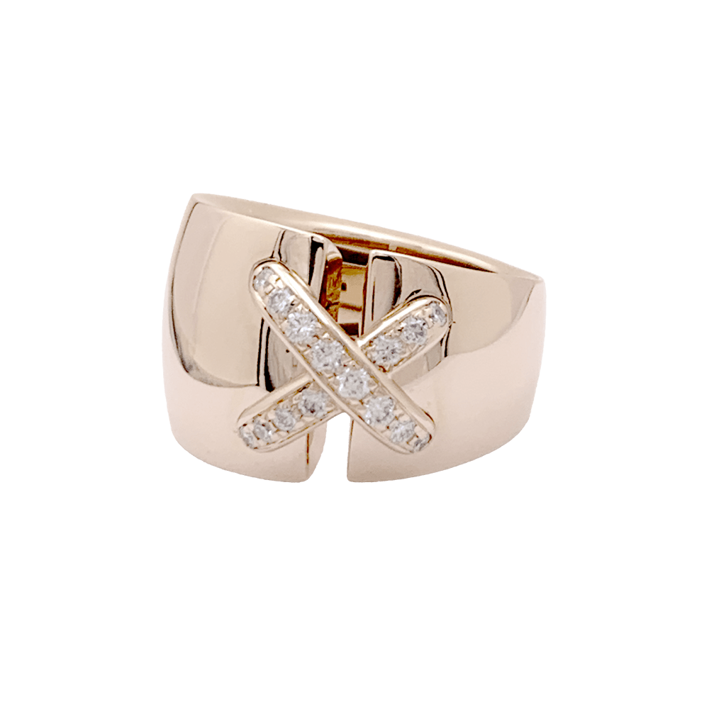 Bague Chaumet, "Liens" grand modèle, or rose, diamants.
