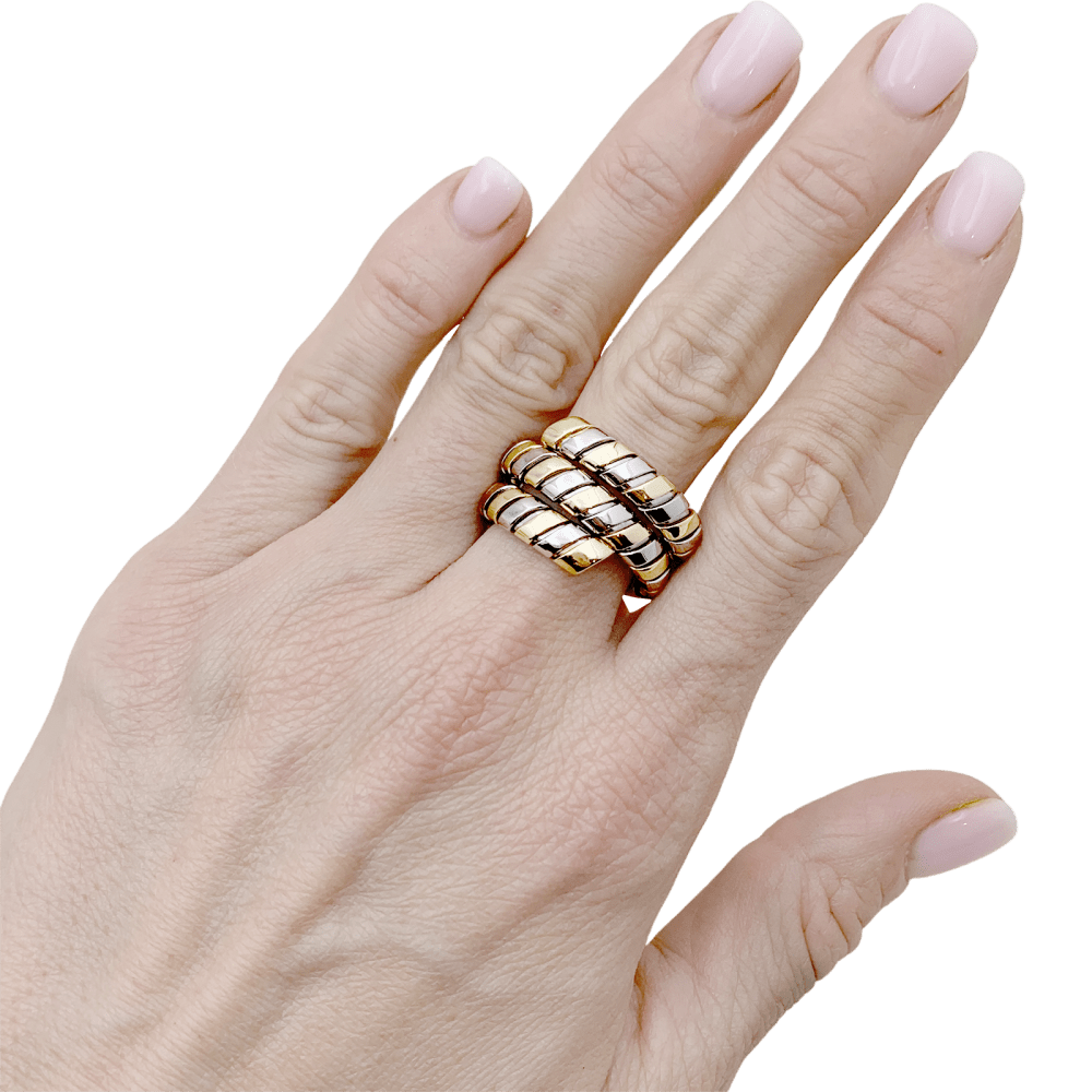 Bague Bulgari, "Tubogas", deux tons ors. - Maison Eloe