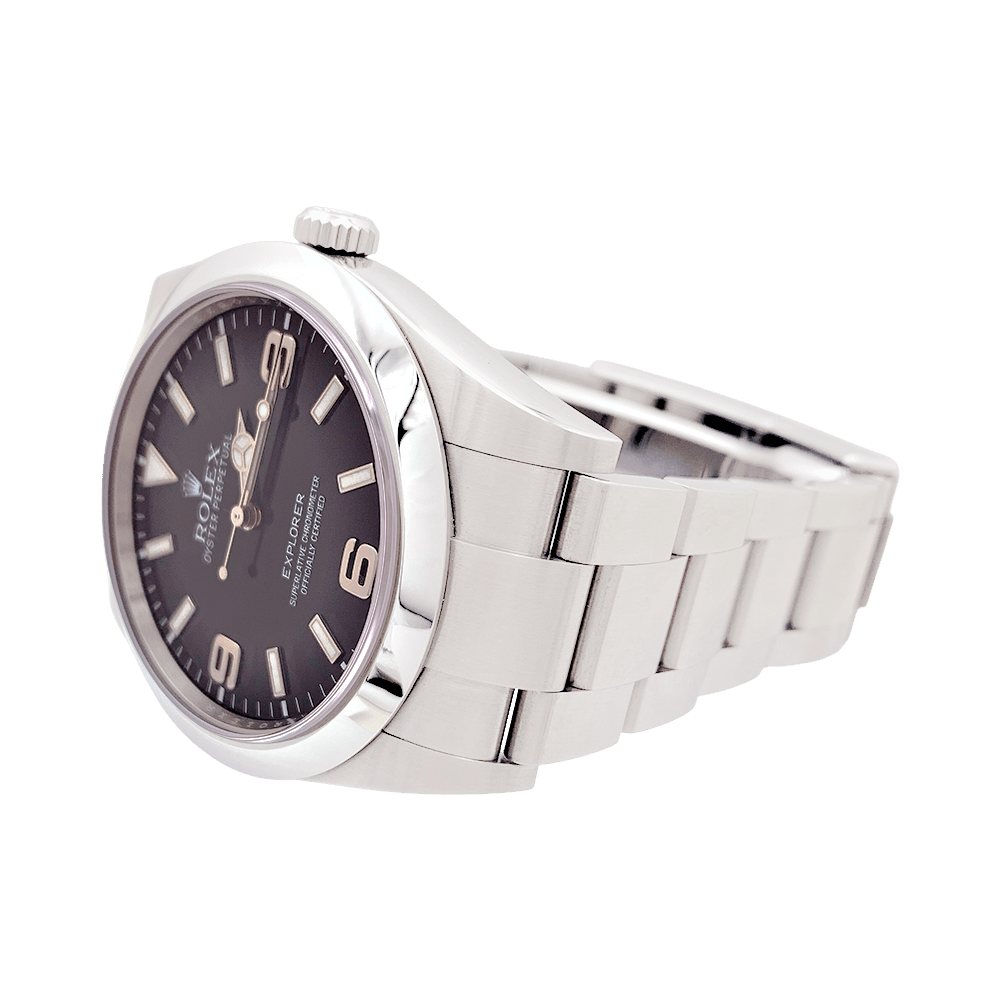 Montre Rolex Oyster Perpetual Explore, acier et cadran noir - Maison Eloe