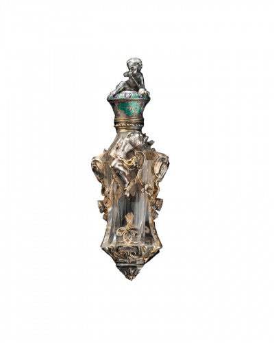 Morel et Duponchel, Flacon Cristal, Argent, Vermeil "Les bulles de savon" époque Louis Philippe