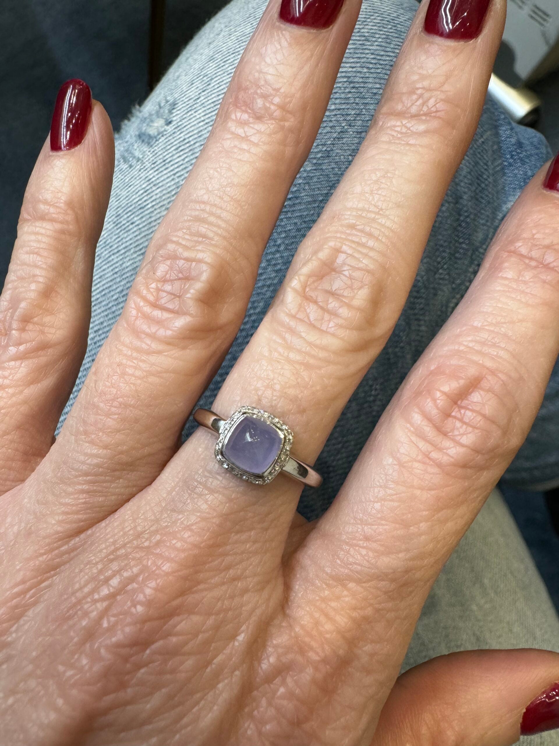 Fred, Bague "Pain de Sucre", Or blanc, Diamants, Jade Lavande