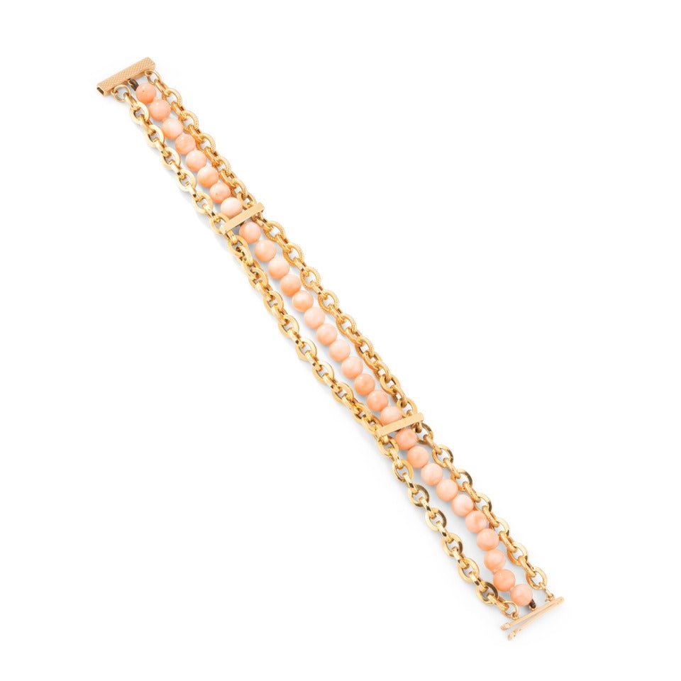Bracelet en or et corail peau d'ange. - Maison Eloe
