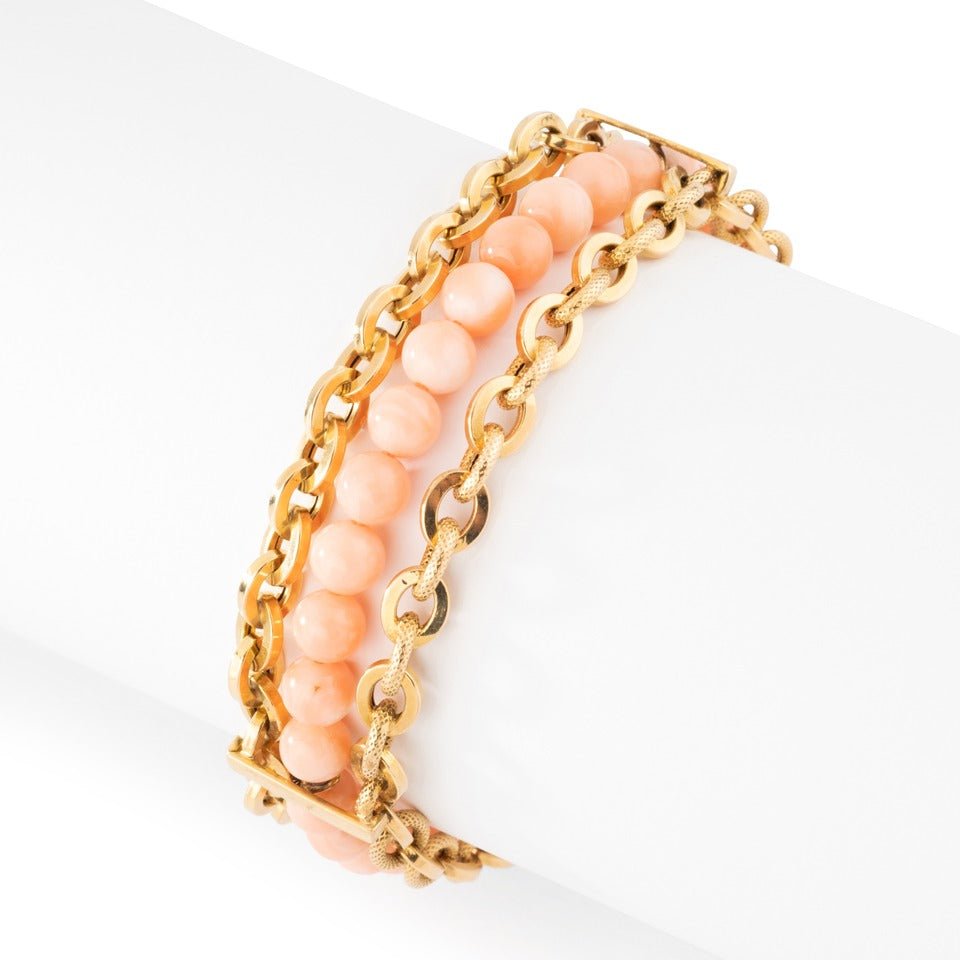 Bracelet en or et corail peau d'ange. - Maison Eloe