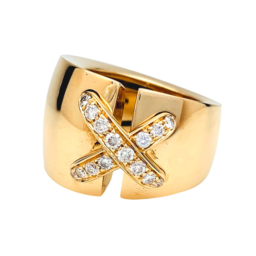 Bague Chaumet, "Liens" grand modèle, or jaune, diamants.