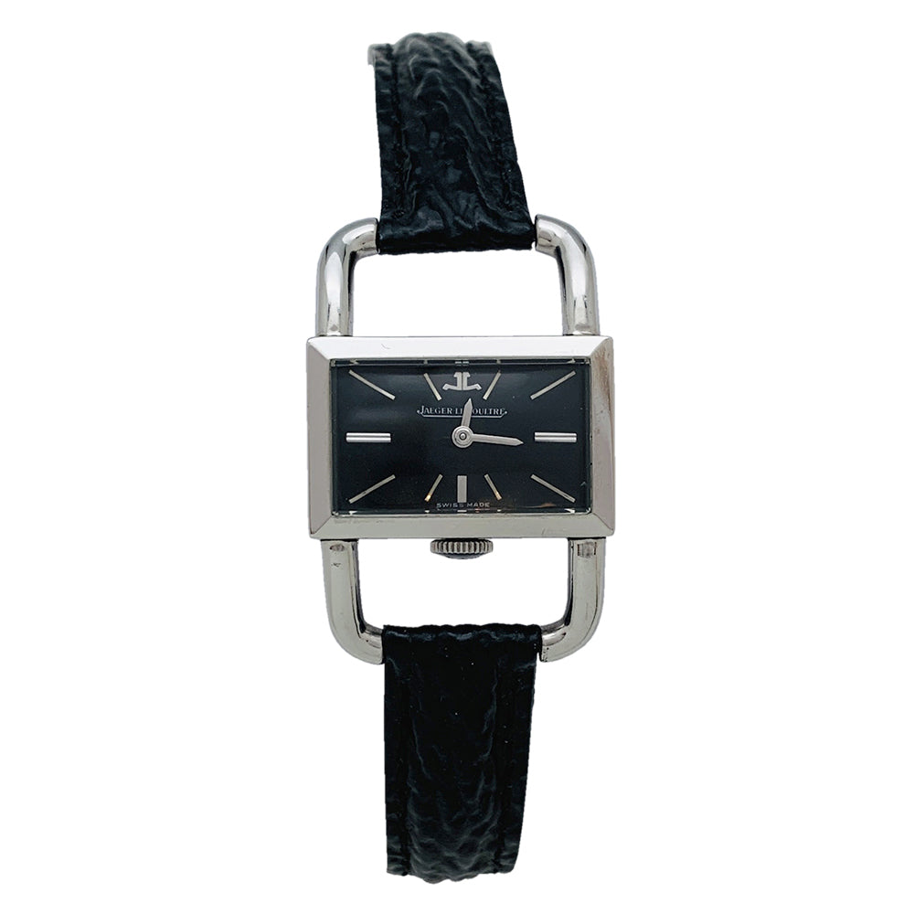 Montre Jaeger Lecoultre; Hermès, modèle "Etrier" en acier, bracelet cuir.