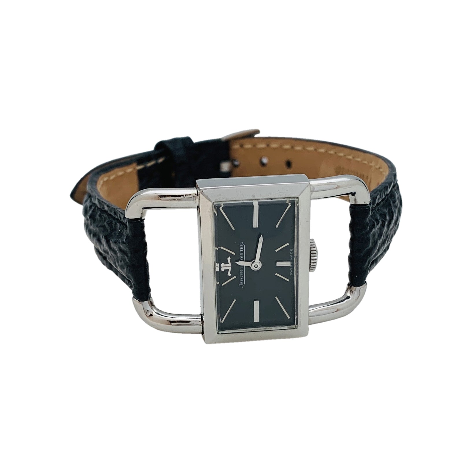 Jaeger Lecoultre; Hermès watch, "Etrier" model in steel, leather strap.