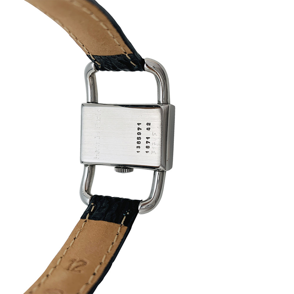 Jaeger Lecoultre; Hermès watch, "Etrier" model in steel, leather strap.