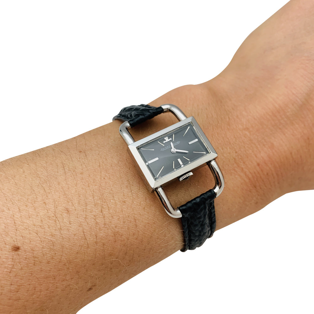 Jaeger Lecoultre; Hermès watch, "Etrier" model in steel, leather strap.