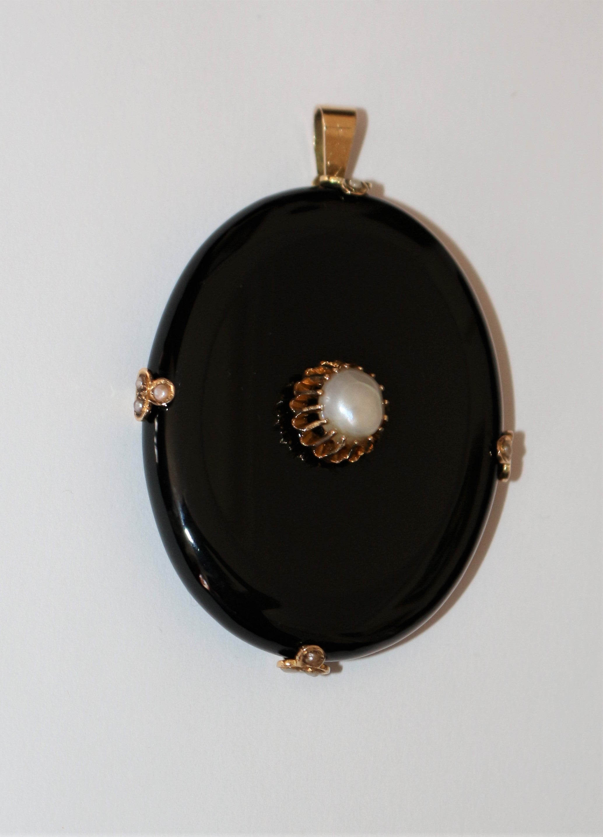 Pendentif onyx et perle Napoléon III