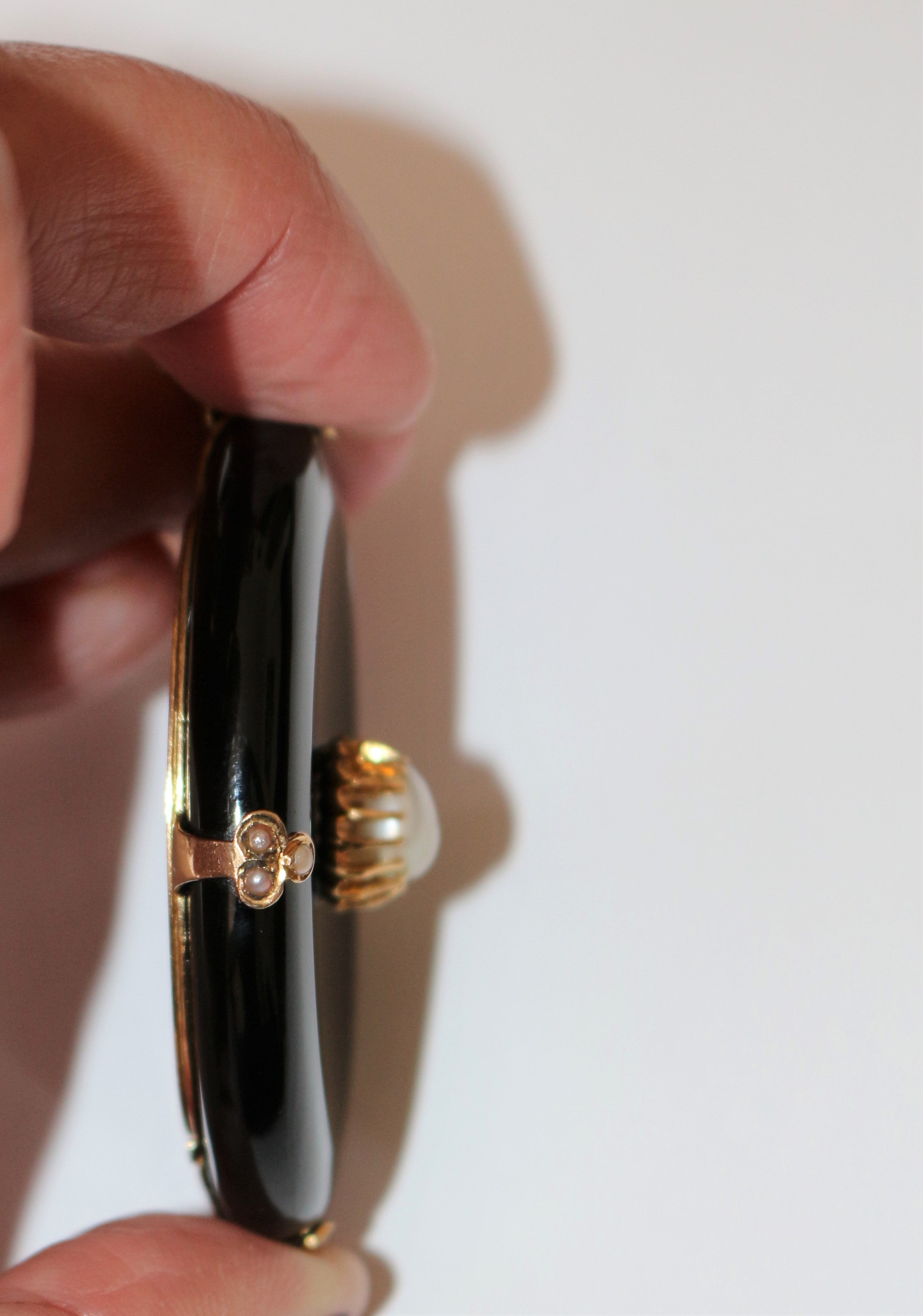 Pendentif onyx et perle Napoléon III