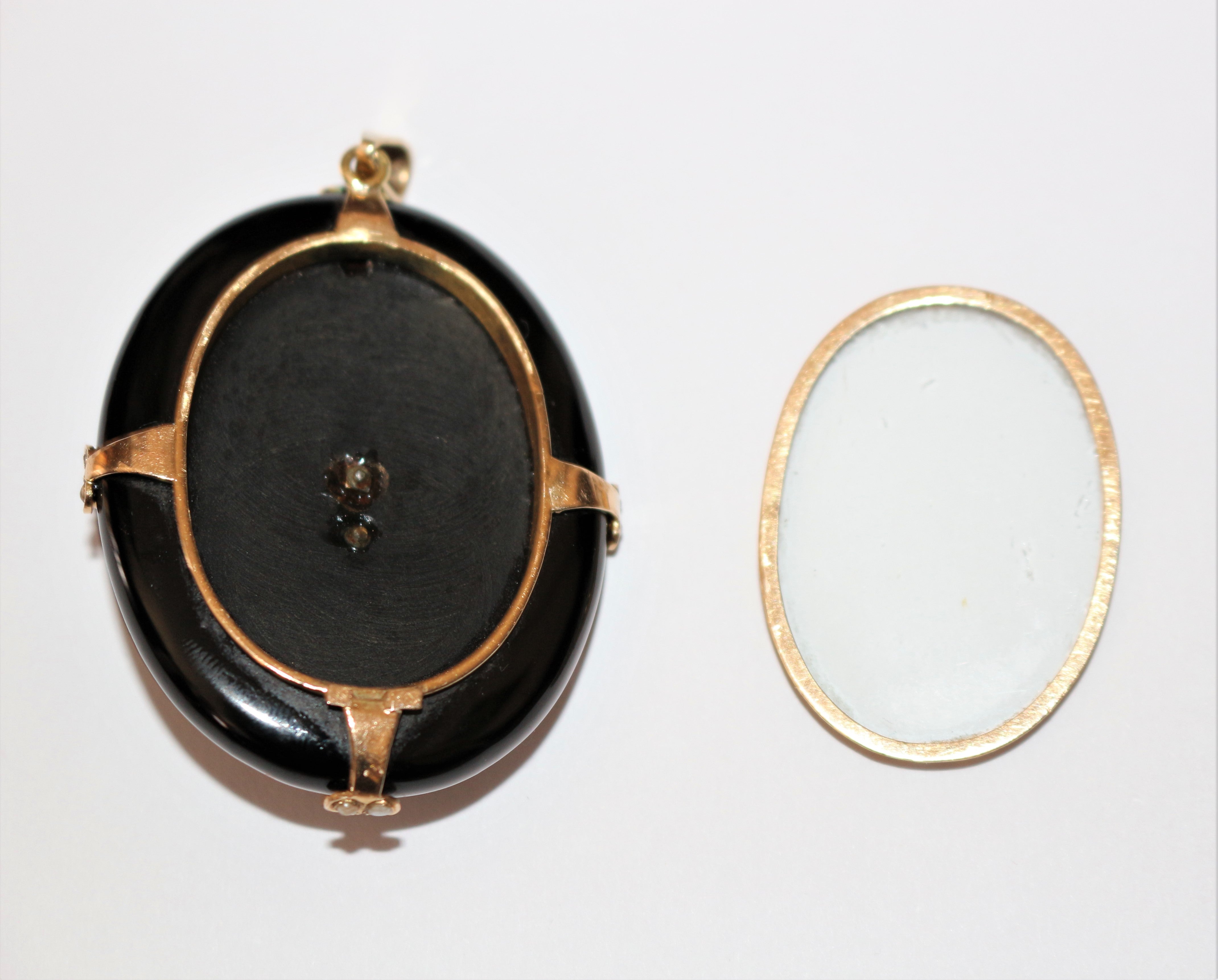 Pendentif onyx et perle Napoléon III