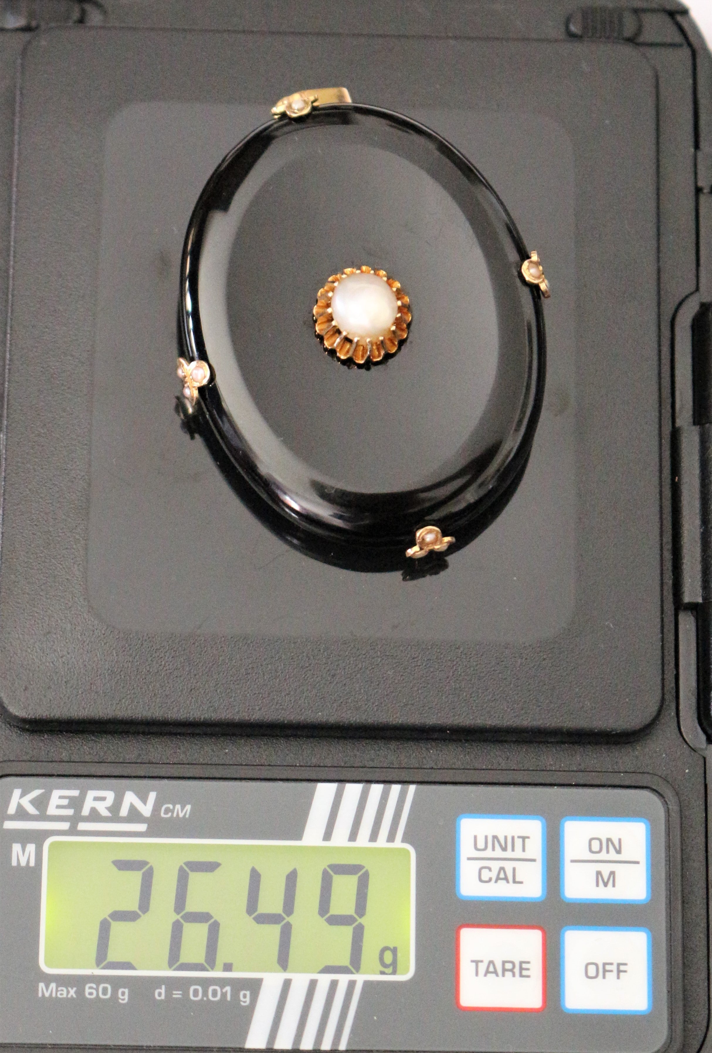 Pendentif onyx et perle Napoléon III