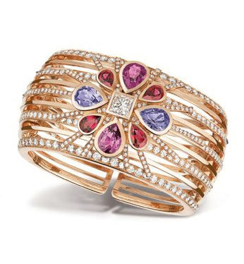 Chanel "San Marco" cuff bracelet in rose gold, diamonds and spinels.