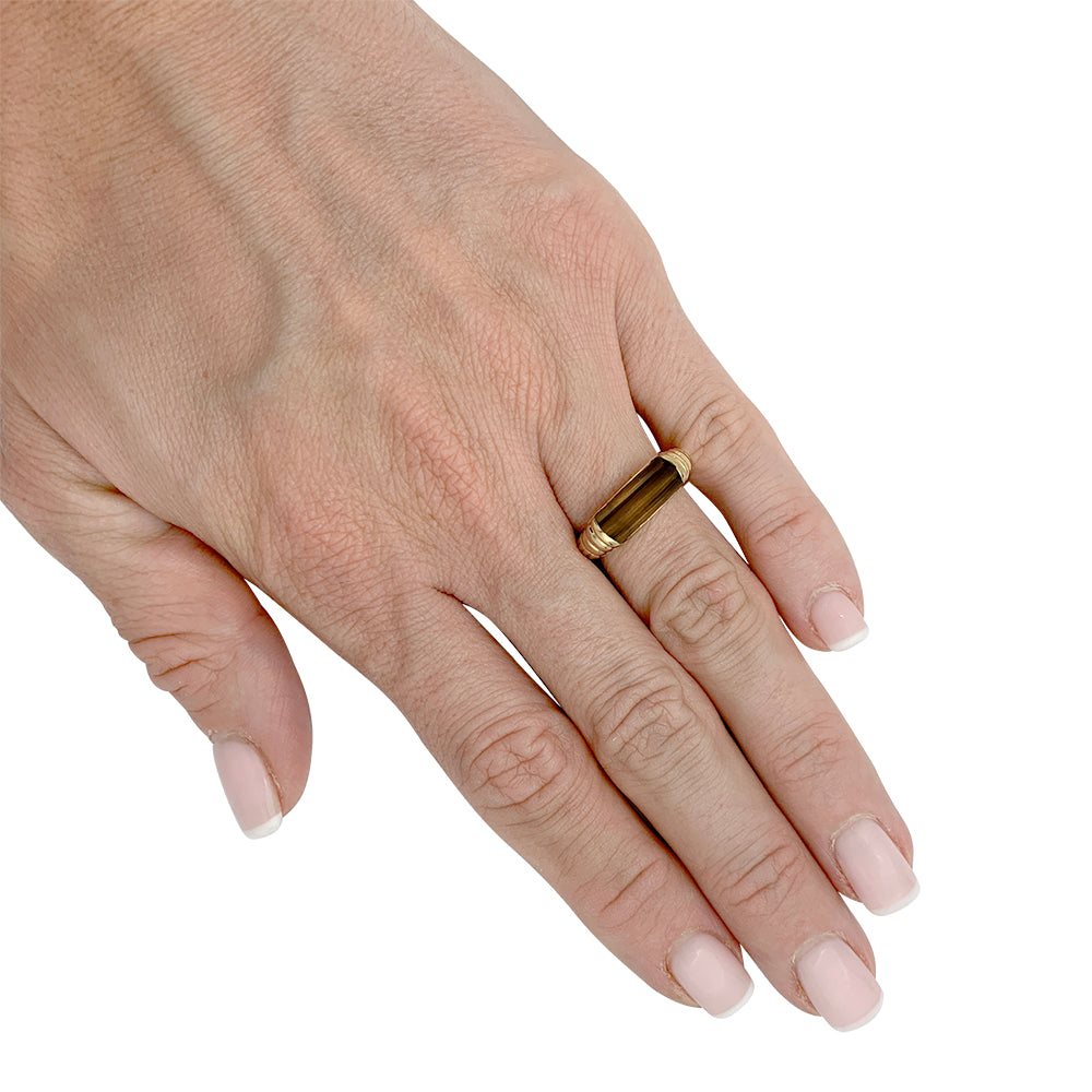 Bague Cartier vintage en or jaune, oeil de tigre