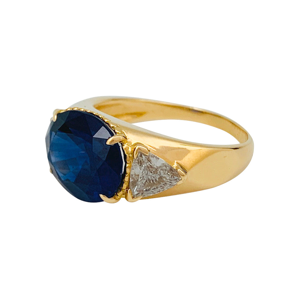 Bague A.Reza en or jaune saphir 6,71 carats et diamants.