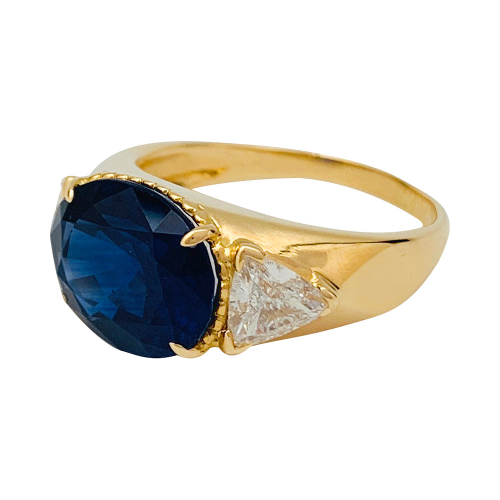 Bague A.Reza en or jaune saphir 6,71 carats et diamants.