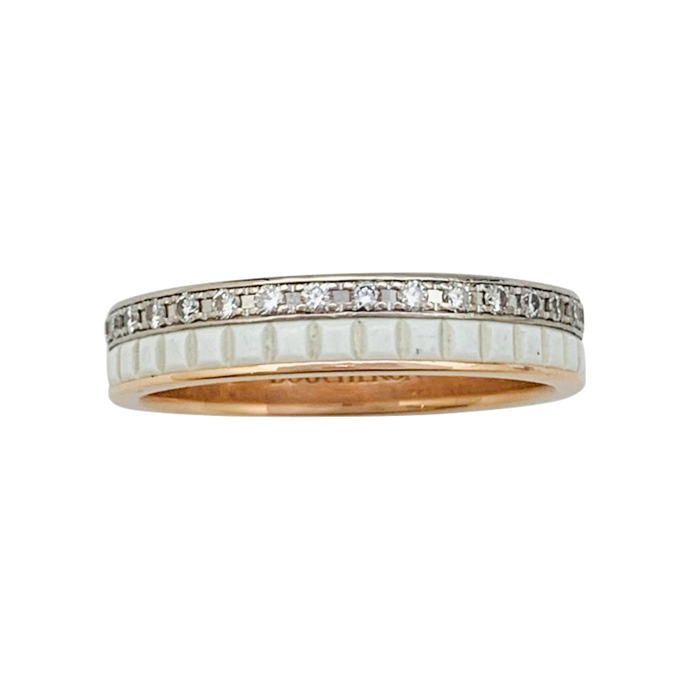 Bague Boucheron, "Alliance Quatre White Edition", deux ors, céramique et diamants.