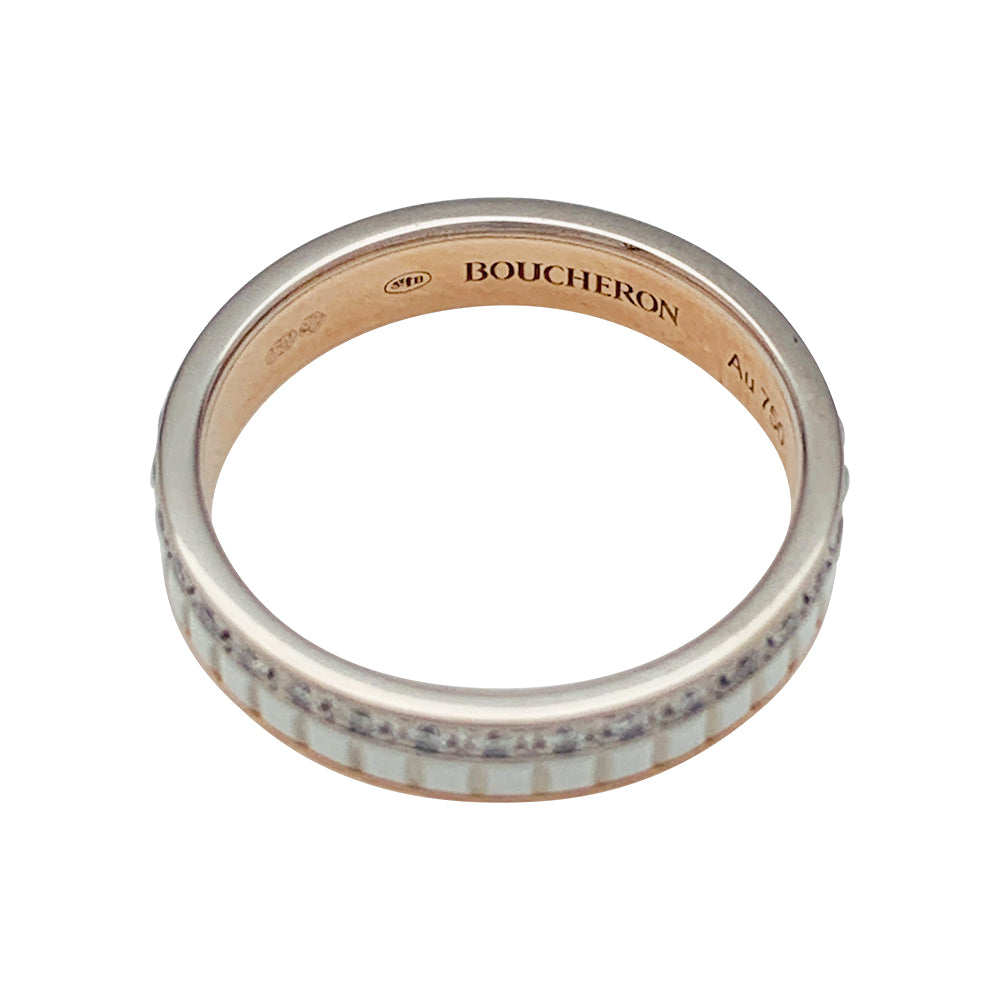 Bague Boucheron, "Alliance Quatre White Edition", deux ors, céramique et diamants.