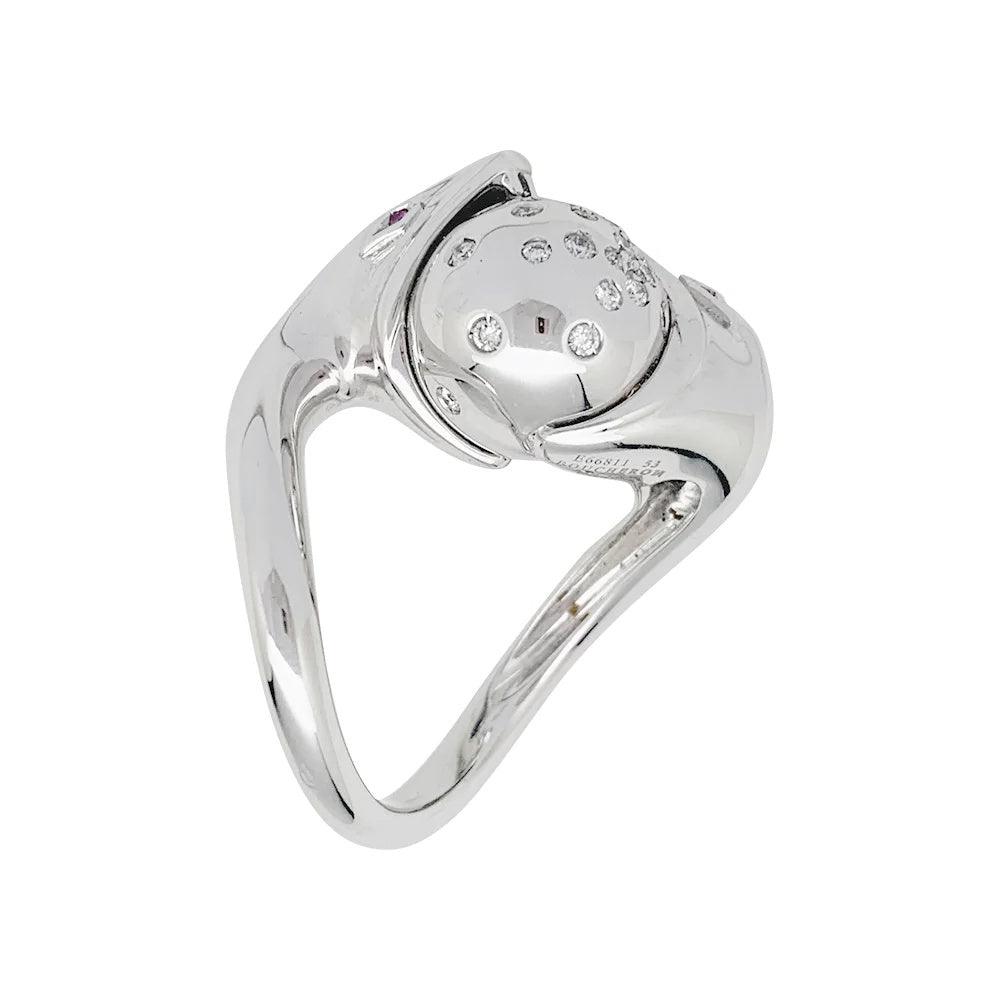 Bague Boucheron, "Trouble", or blanc, diamants.