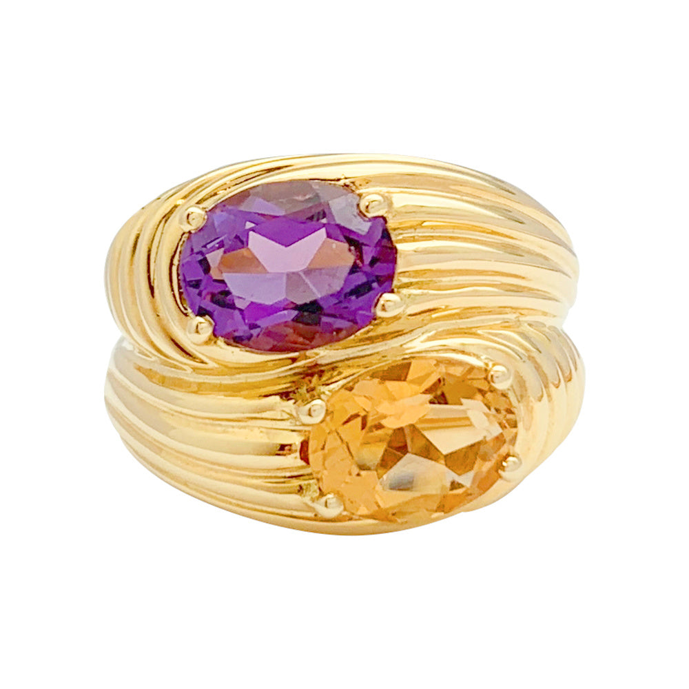Bague Boucheron, “Toi et Moi”, or jaune, améthyste, citrine.