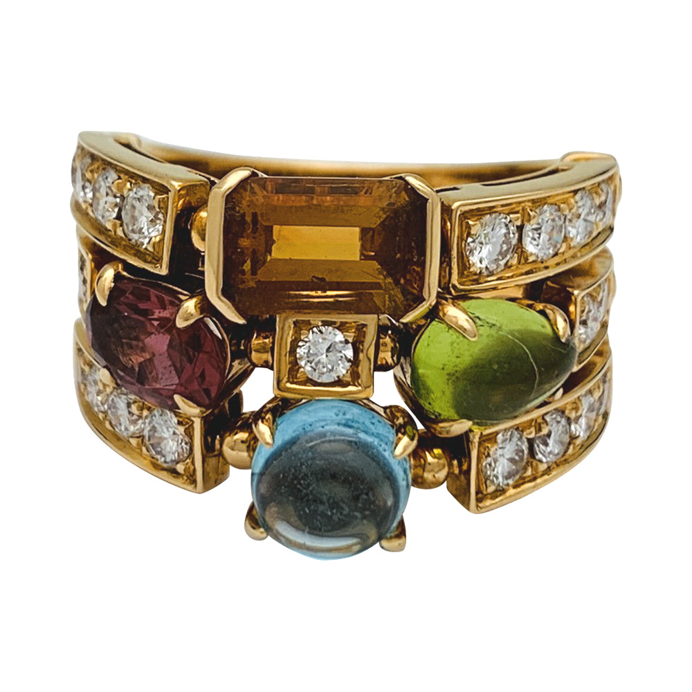 Bague Bulgari, "Allegra", or jaune, diamants, pierres de couleurs.
