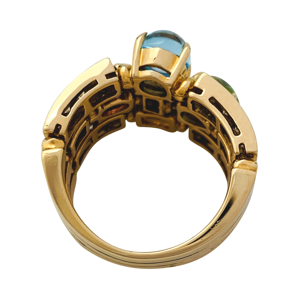 Bague Bulgari, "Allegra", or jaune, diamants, pierres de couleurs.