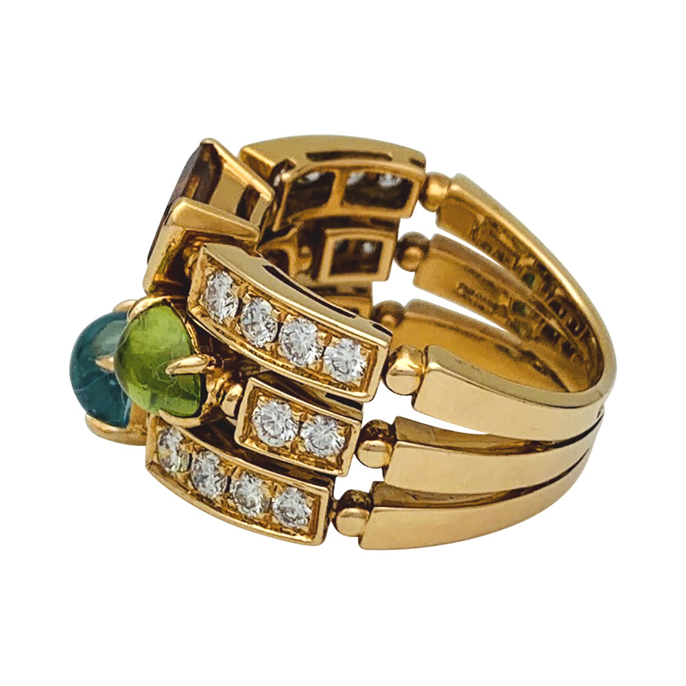 Bague Bulgari, "Allegra", or jaune, diamants, pierres de couleurs.