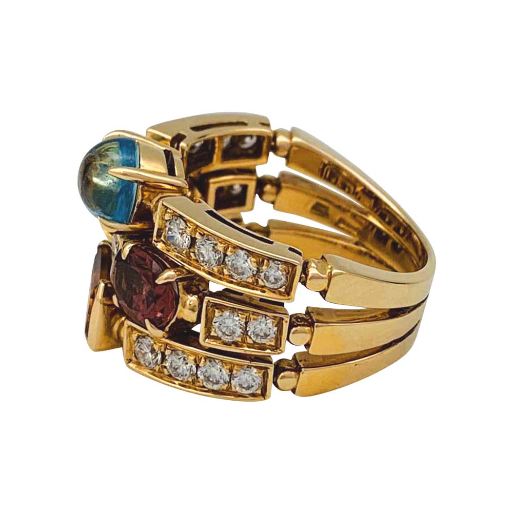 Bague Bulgari, "Allegra", or jaune, diamants, pierres de couleurs.