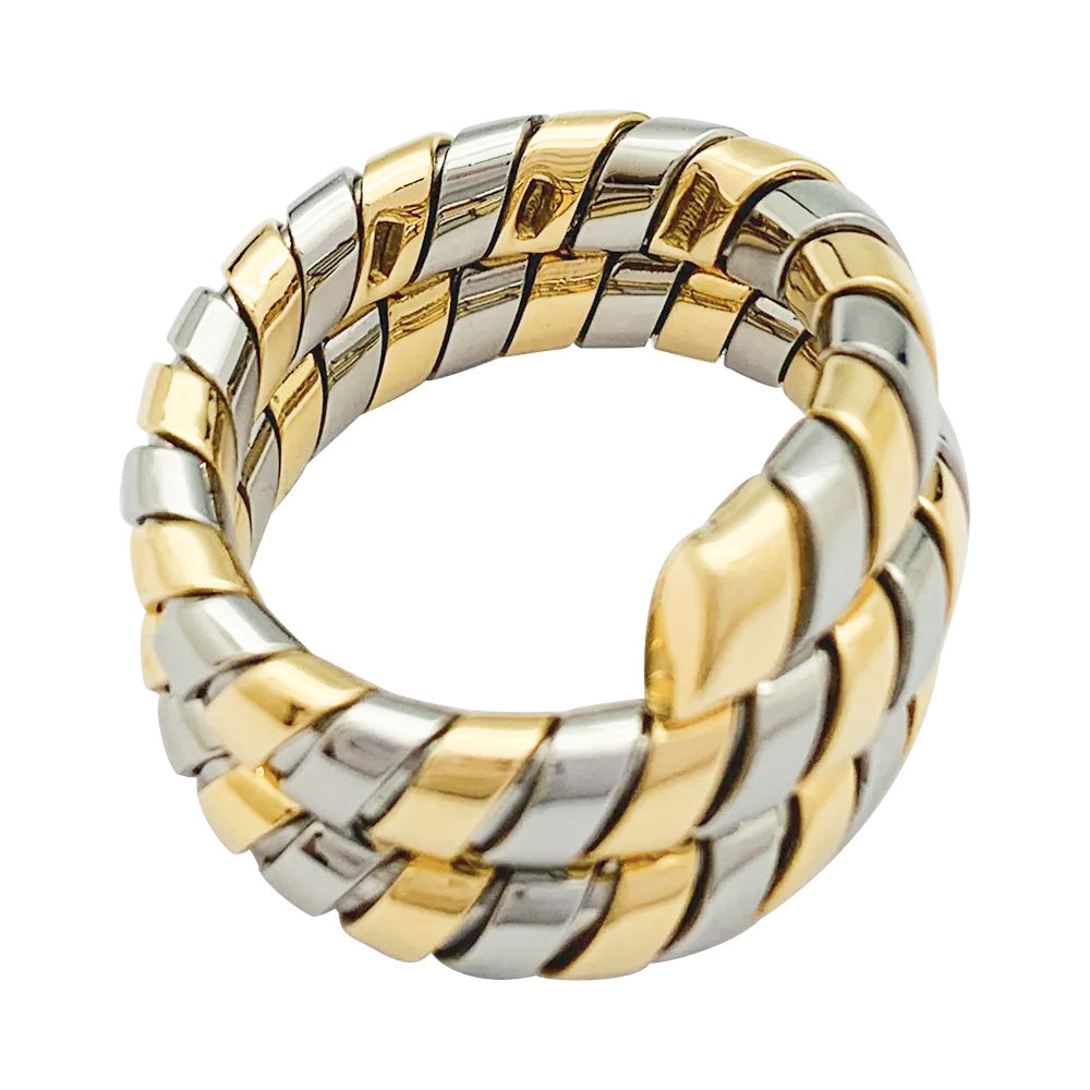 Bague Bulgari, "Tubogas", deux tons ors.