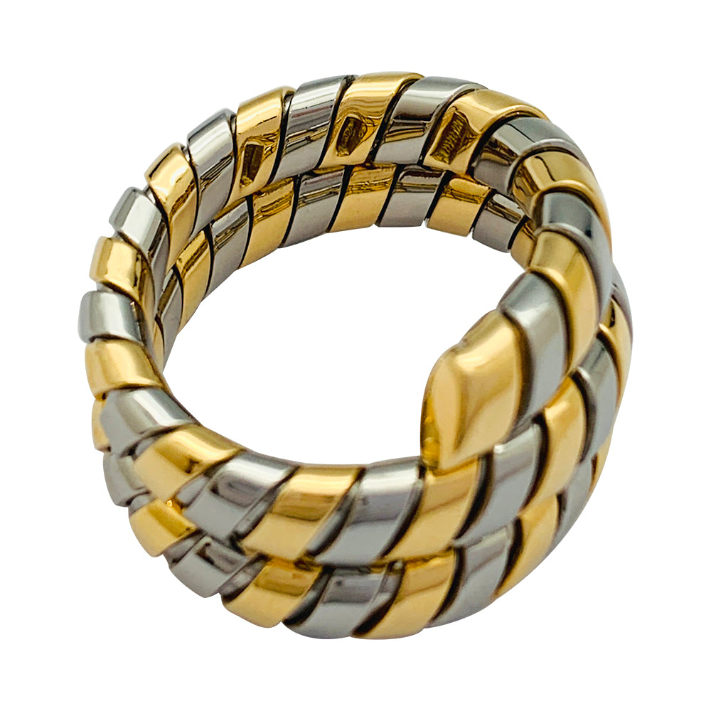 Bague Bulgari, "Tubogas", deux tons ors.