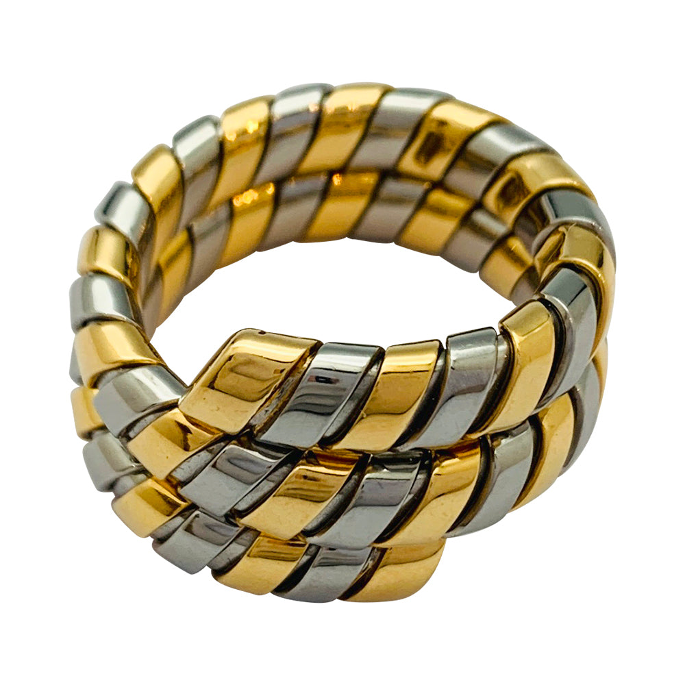 Bague Bulgari, "Tubogas", deux tons ors.