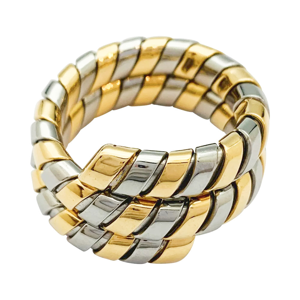 Bague Bulgari, "Tubogas", deux tons ors.