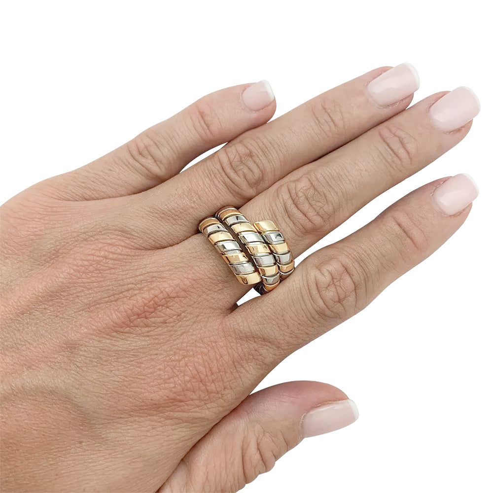 Bague Bulgari, "Tubogas", deux tons ors.