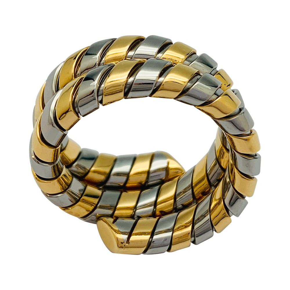 Bague Bulgari, "Tubogas", deux tons ors.