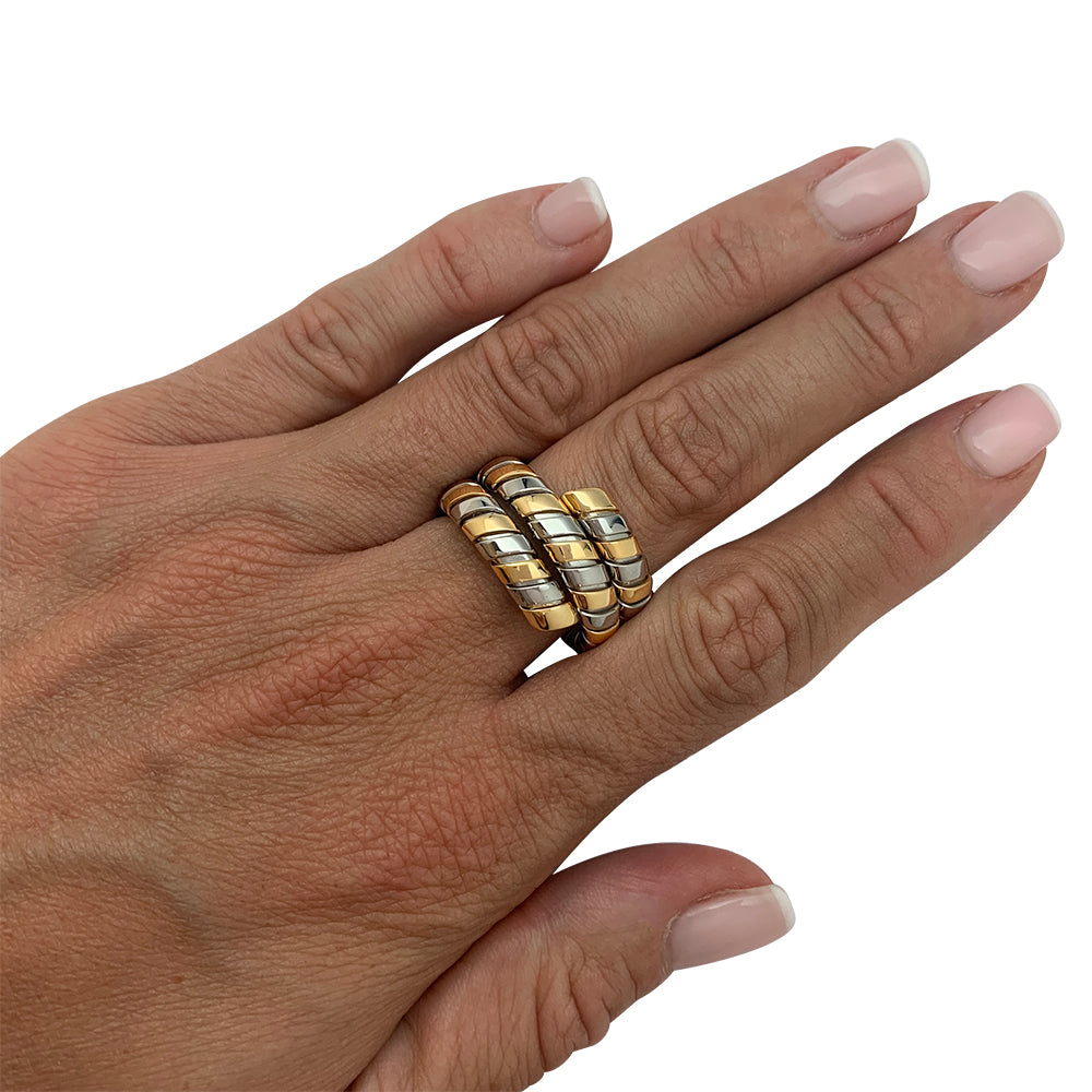 Bague Bulgari, "Tubogas", deux tons ors.