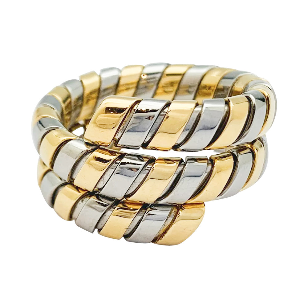 Bague Bulgari, "Tubogas", deux tons ors.