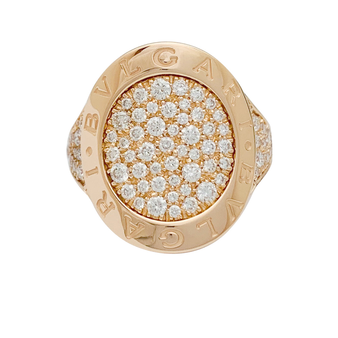 Bague Bulgari modèle "Bulgari Bulgari"or rose et diamants.