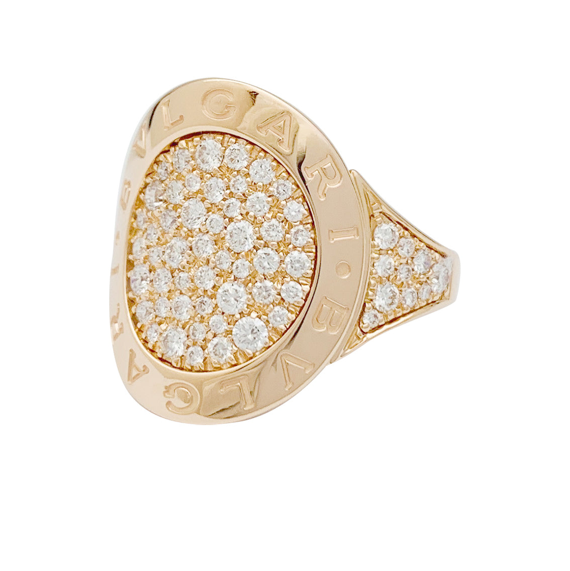 Bague Bulgari modèle "Bulgari Bulgari"or rose et diamants.