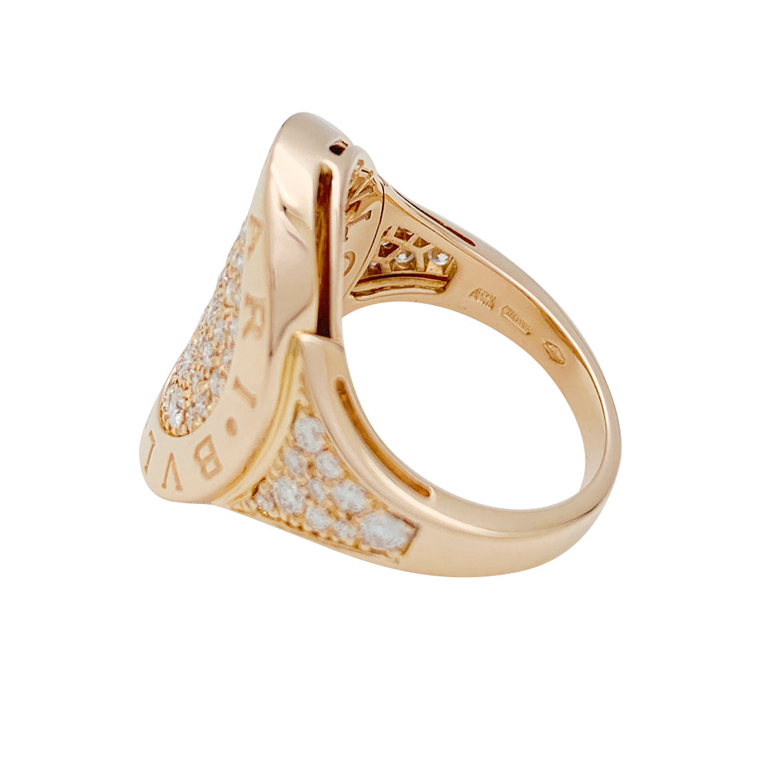 Bague Bulgari modèle "Bulgari Bulgari"or rose et diamants.