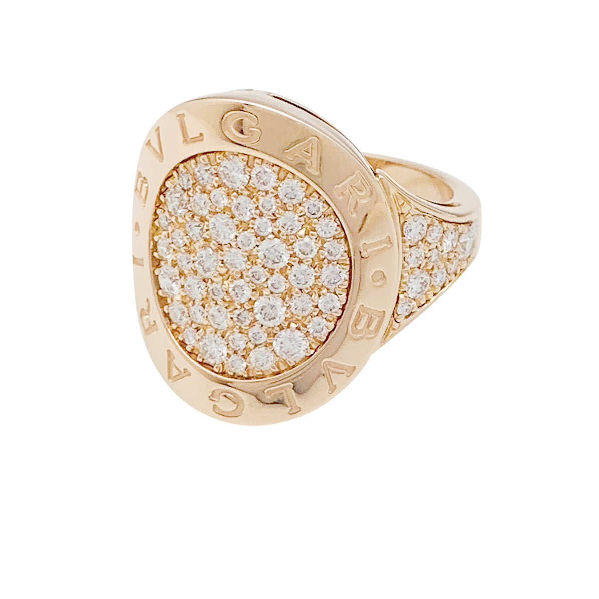 Bague Bulgari modèle "Bulgari Bulgari"or rose et diamants.